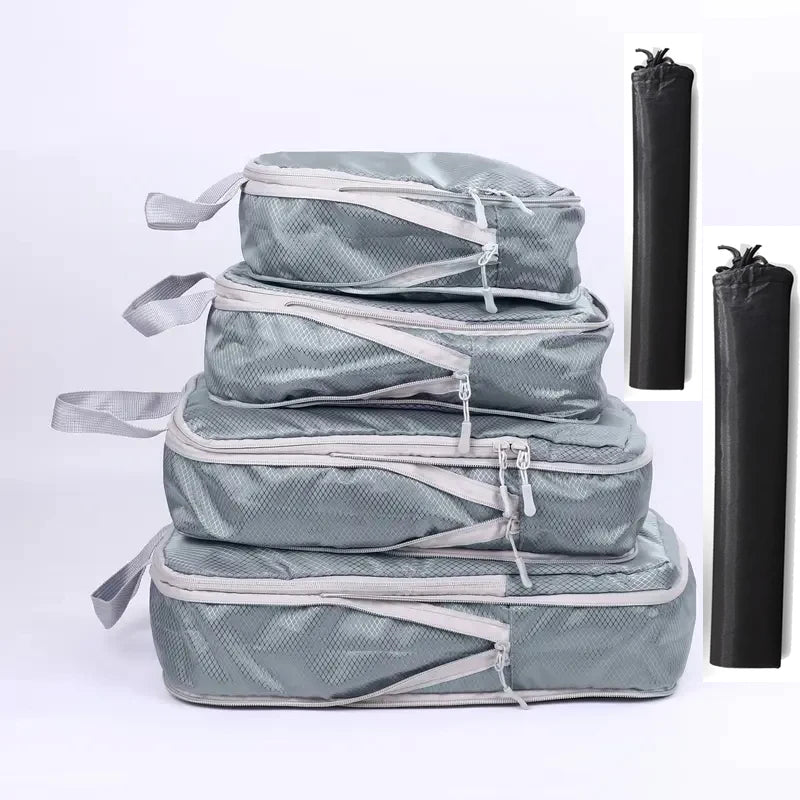 6PCS Travel Compression Packing Cube Set with Shoe Bag | Luggage Organizer
