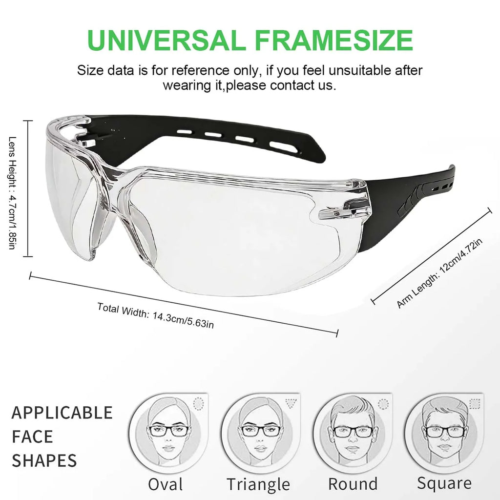 Vabena HM6 Adjustable Safety Glasses Over Glasses - ANSI Z87.1 Anti-Fog & Scratch Resistant