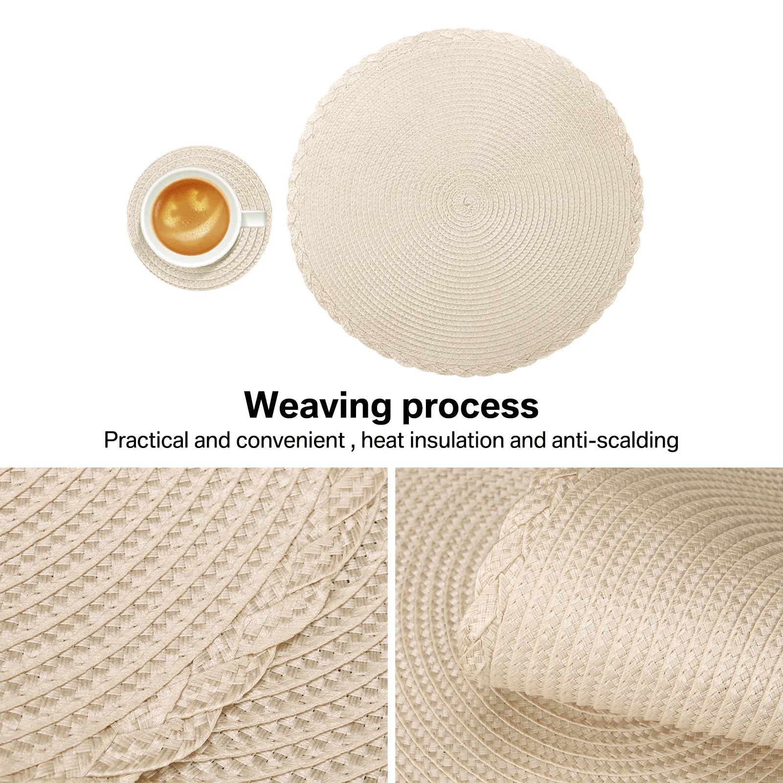 Premium Round Braided Placemats - Set of 6 | Elevate Your Dining Experience