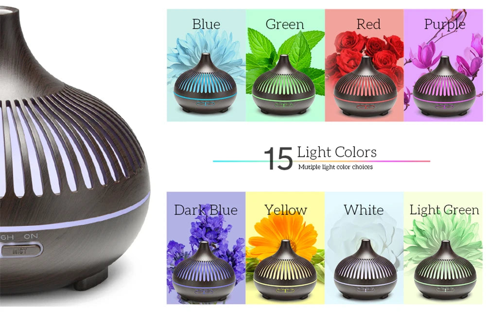 Wood Grain Aromatherapy Diffuser with Remote - Essential Oil Mist