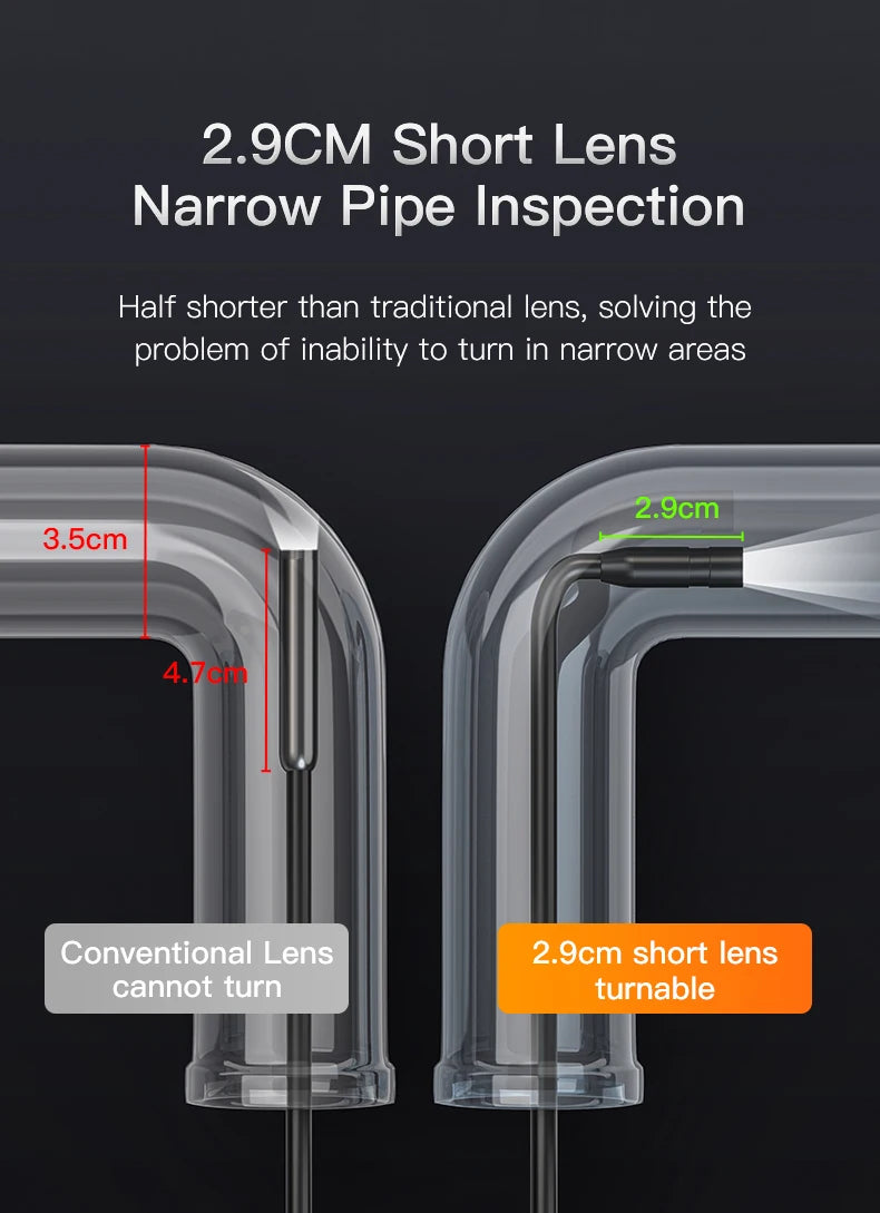 4.3" Dual Lens 1080P HD Industrial Endoscope Camera | Waterproof Car & Sewer Borescope with LED