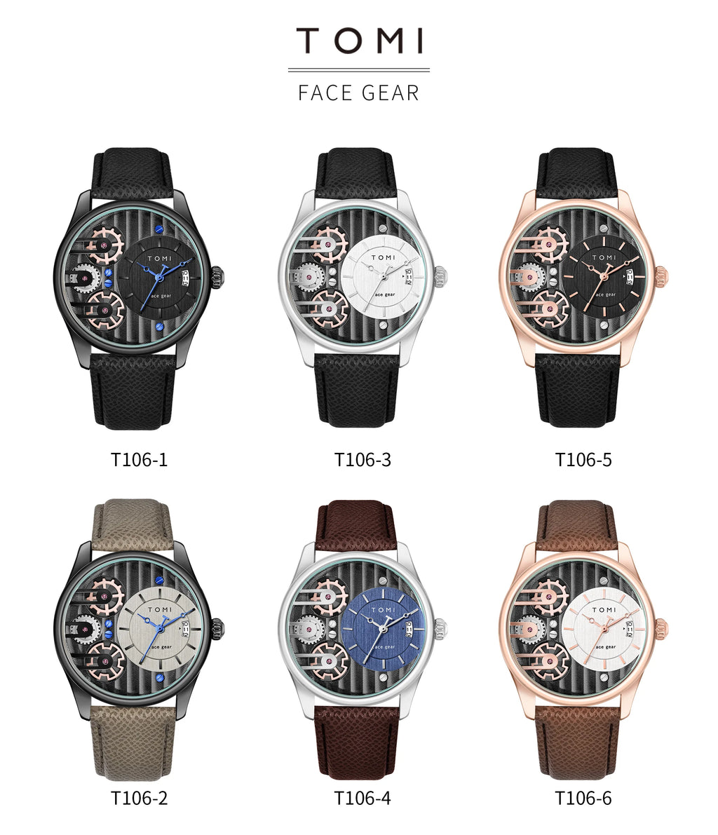TOMI Men's Luxury Quartz Watch Gift Set - Detachable Strap