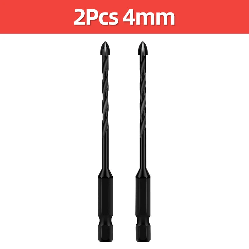 TOOLEYE Multifunction Cross Hex Drill Bit Set - Concrete, Tile, Glass, Metal