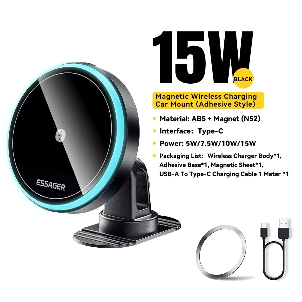 Essager 15W Magnetic Wireless Car Charger Holder - Fast & Secure Mount