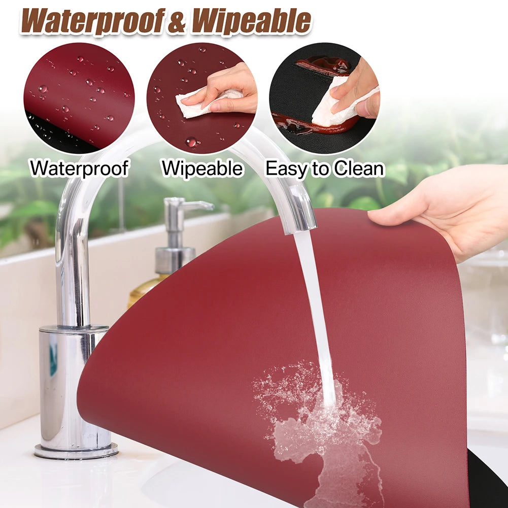 Modern Irregular PU Leather Placemats - Waterproof & Reversible Dining Table Mats