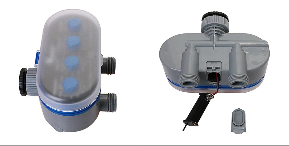 Automatic Garden Water Timer, 2 Outlet Ball Valve, 4 Dials, 0 Pressure Irrigation Controller for Yard