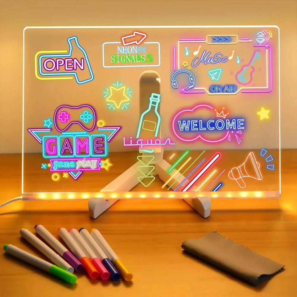 LED Note Board & Night Light | RGB Erasable Drawing Board for Kids