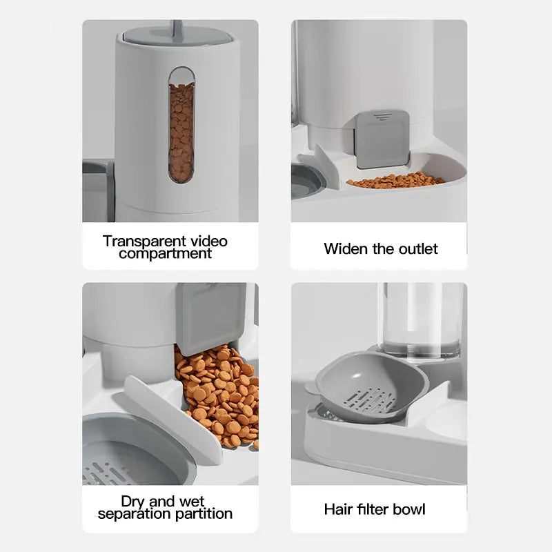 Automatic Gravity-Fed Cat Water Dispenser & Feeder - Spill-Proof