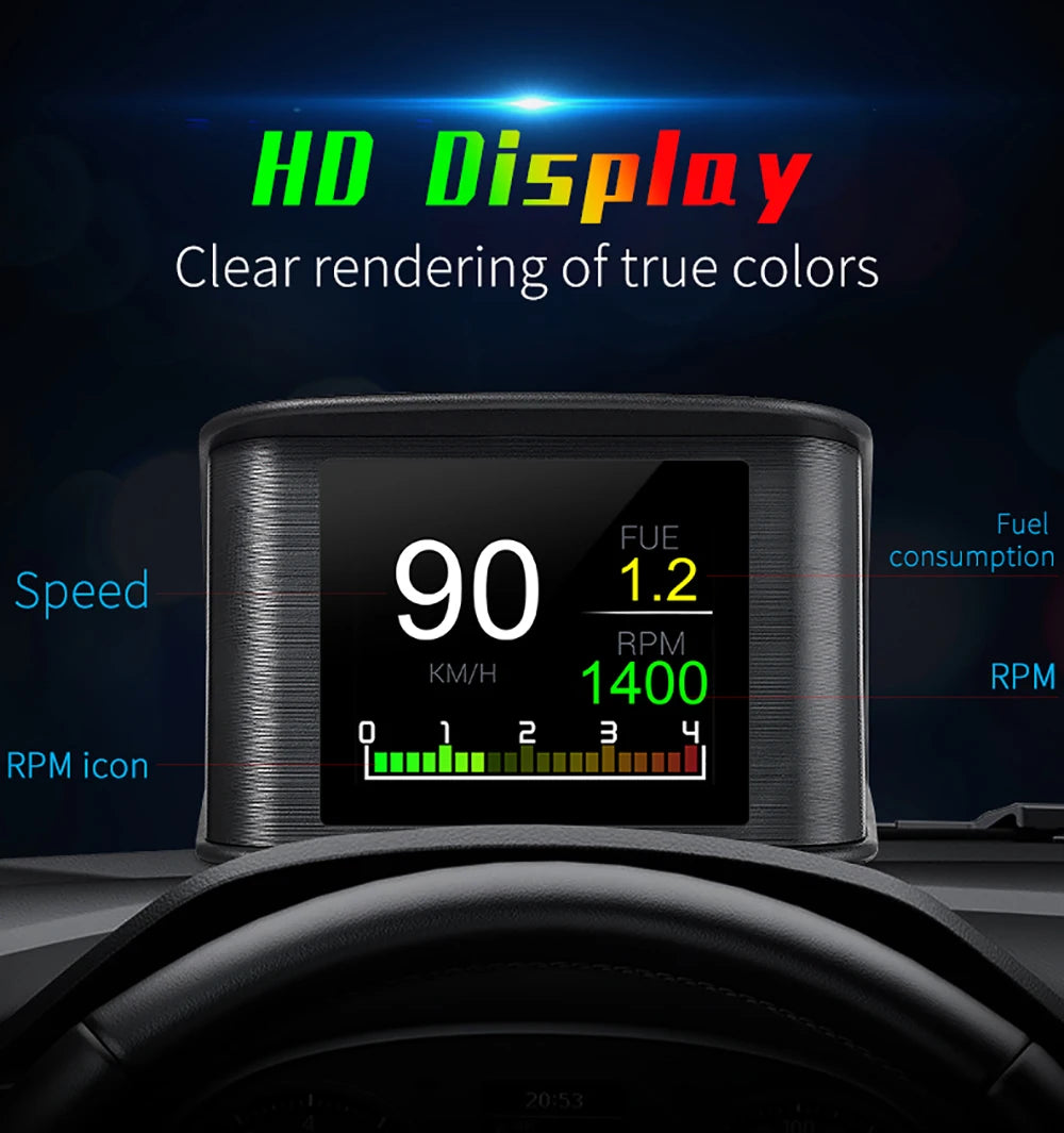 P10 PRO OBD2 Head Up Display - Smart Digital Meter Speedometer