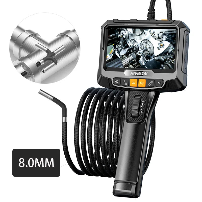 Vabena 360° Rotating Dual-Lens Endoscope - 3.9MM Industrial Inspection Camera with 5-inch IPS Display