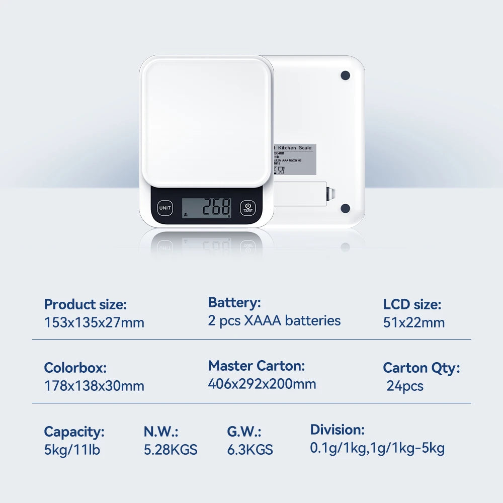 Smart Kitchen Nutrition Scale - 5kg Digital Food Scale with Calorie Calculator APP