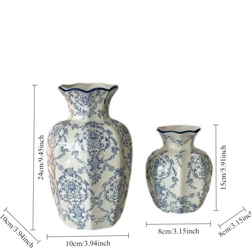 Hand-Painted Blue White Porcelain Vase - Elegant Home Decor