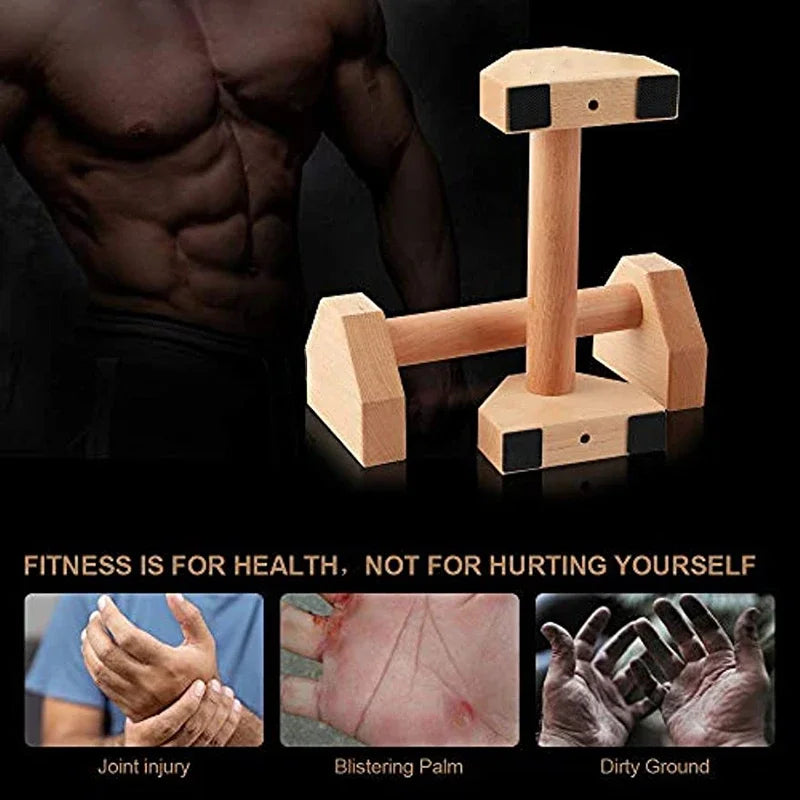 Wooden Push-Up Stands & Parallettes | Non-Slip Home Fitness Equipment