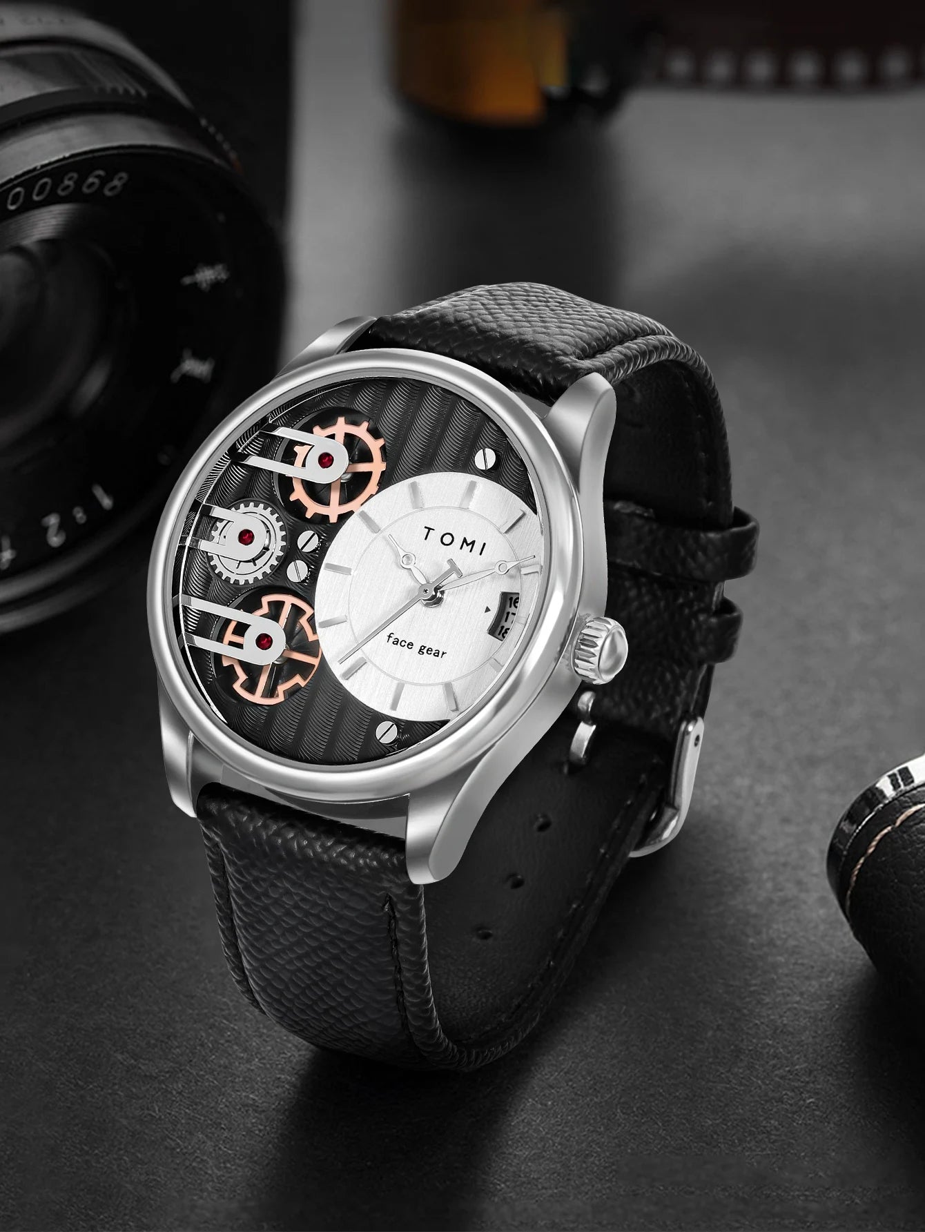 TOMI Men's Luxury Quartz Watch Gift Set - Detachable Strap