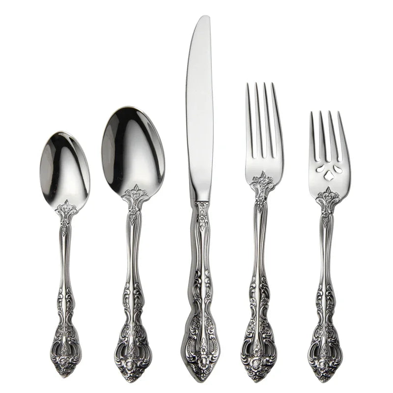 Vabena Retro Gold-Plated 304SS 5-Piece Cutlery Set