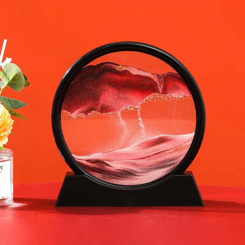 3D Moving Sand Art Deep Sea Sandscape | Round Glass Desk Decor & Gift