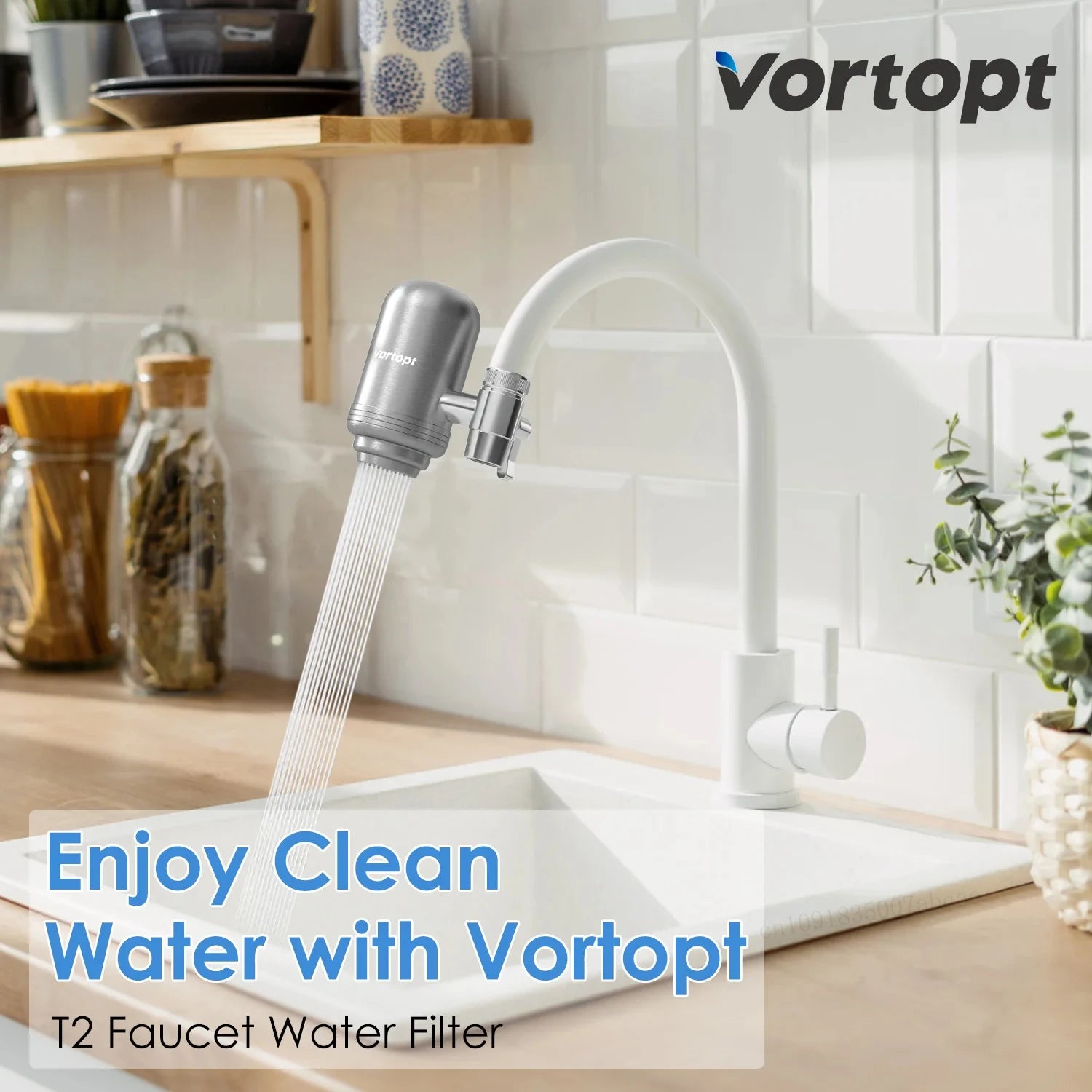 HOMEFISH Stainless Steel Faucet Water Filter - NSF Certified Lead & Chlorine Reduction