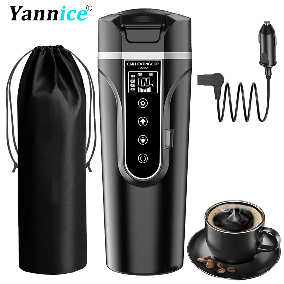 Portable Smart Car Kettle & Heating Mug - 12V/24V Touch Screen Thermal Cup