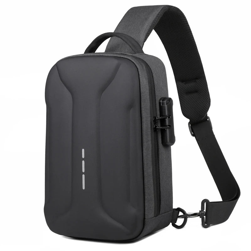Men's Anti-theft Crossbody Bag with USB Charging Port & Combination Lock for Business & Travel