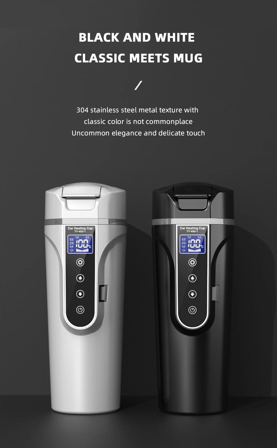 Portable Smart Car Kettle & Heating Mug - 12V/24V Touch Screen Thermal Cup