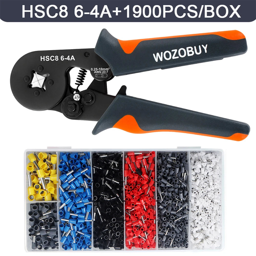 WOZOBUY Ferrule Crimping Tool Kit - Self-Adjustable Ratchet Wire Crimper