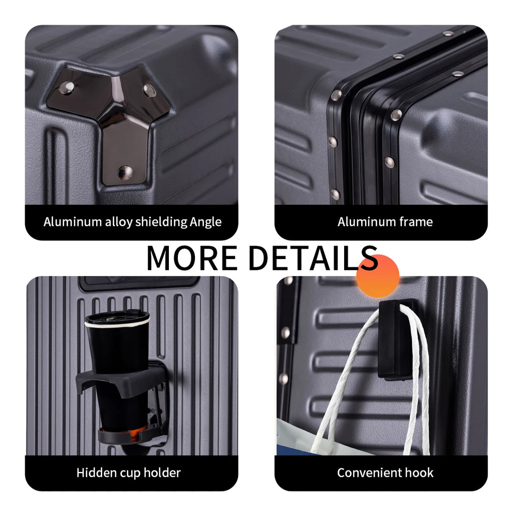 Aluminum Frame Luggage Set - USB & TSA Lock 20-28"