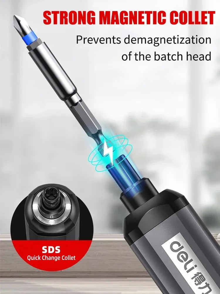 Deli Mini Electric Screwdriver Set - USB Rechargeable 2000mAh