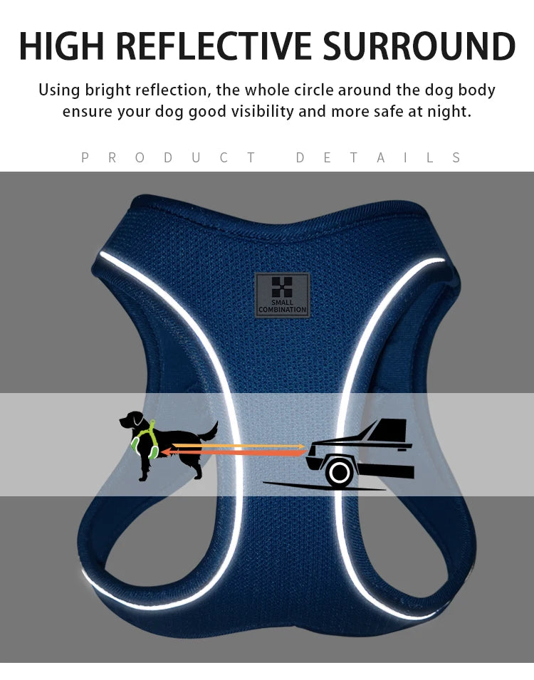 Dog Harness Leash Set - Adjustable, Reflective for Small to Medium Pets
