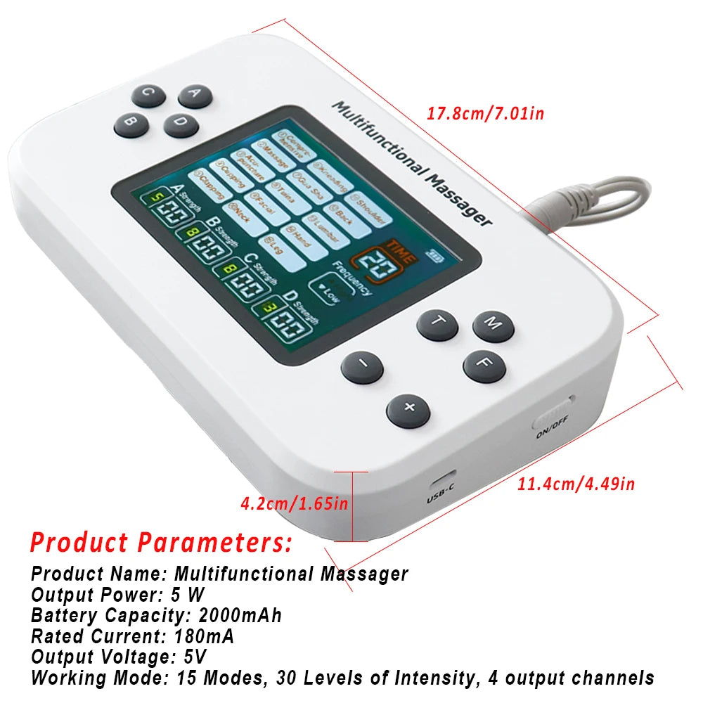 EMS TENS Unit Electric Muscle Stimulator | Rechargeable Pulse Massager for Pain Relief & Recovery