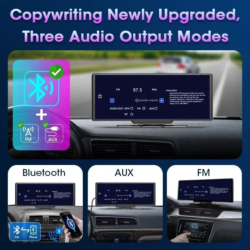 Srnubi 10.26" 4K Dash Cam with CarPlay, Android Auto & GPS