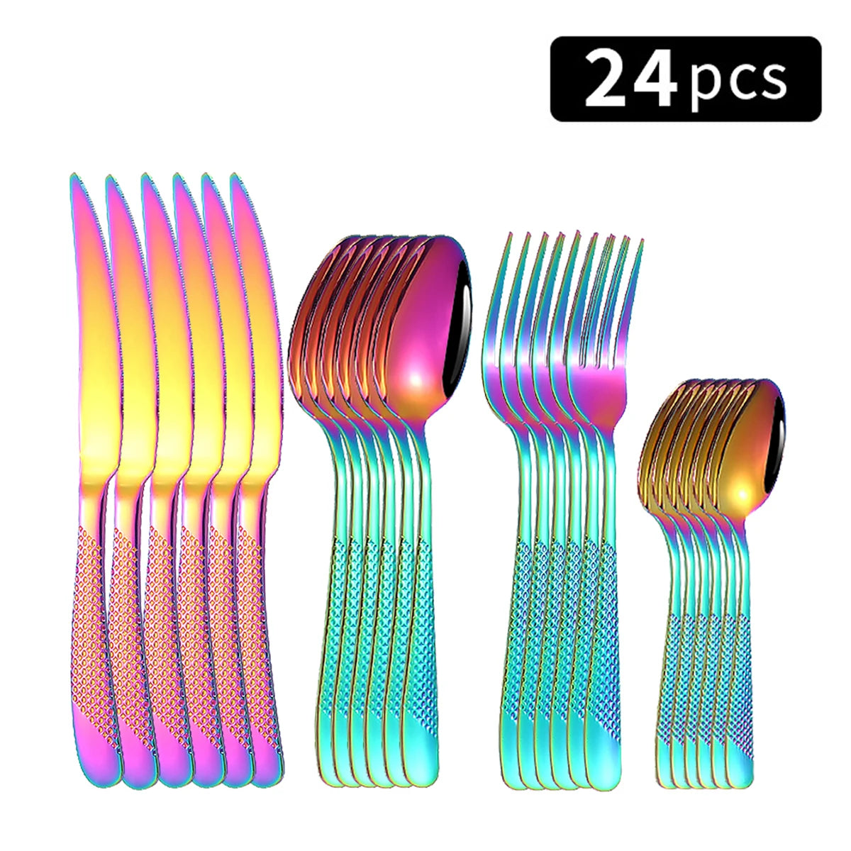 Vabena 24-Piece Stainless Steel Star Cutlery Set | Premium Elegant Dining Tableware