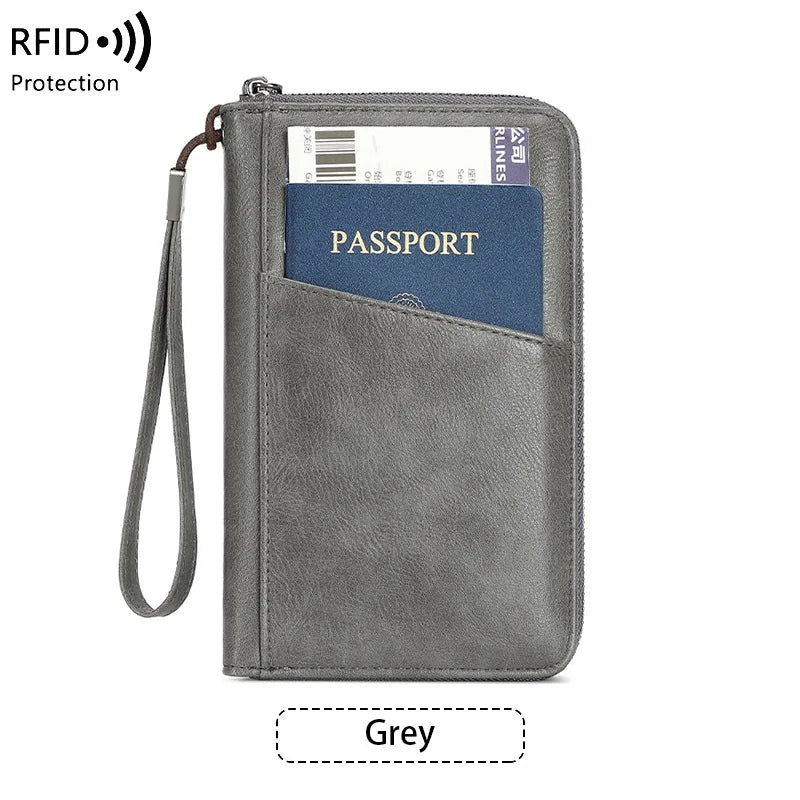 Travel Passport Wallet - RFID Anti-Theft PU Leather Organizer for Men & Women