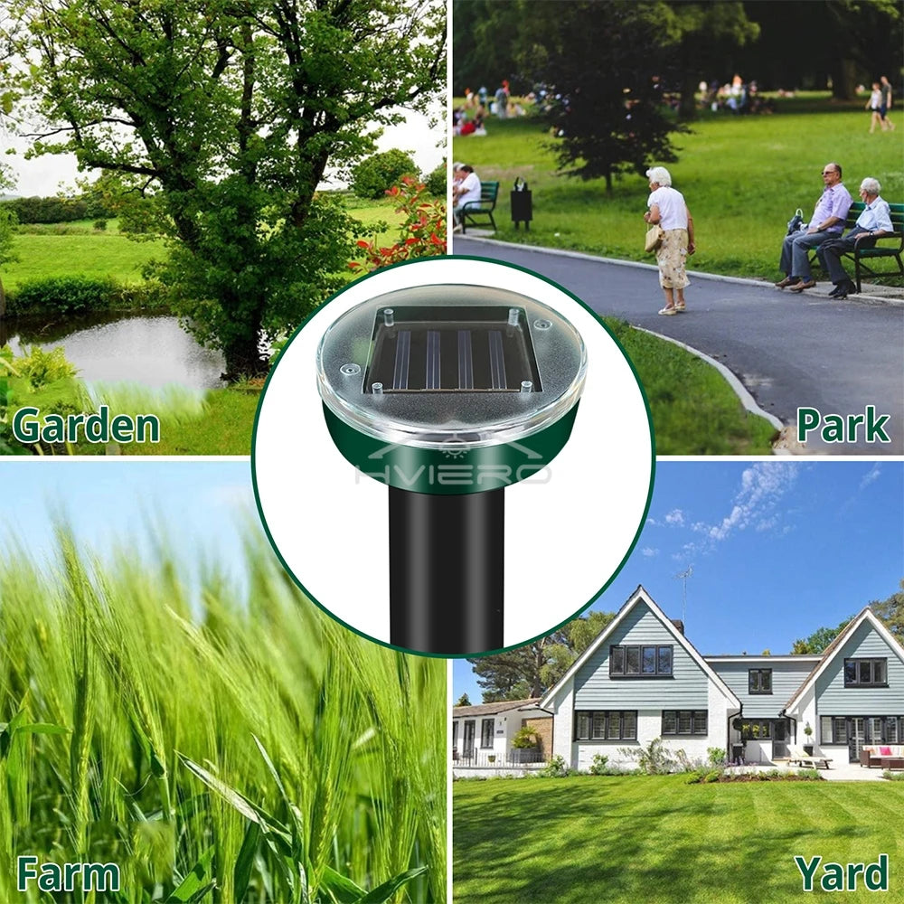 Solar Ultrasonic Rodent Pest Repeller Outdoor Garden Yard Mole Mouse Deterrent