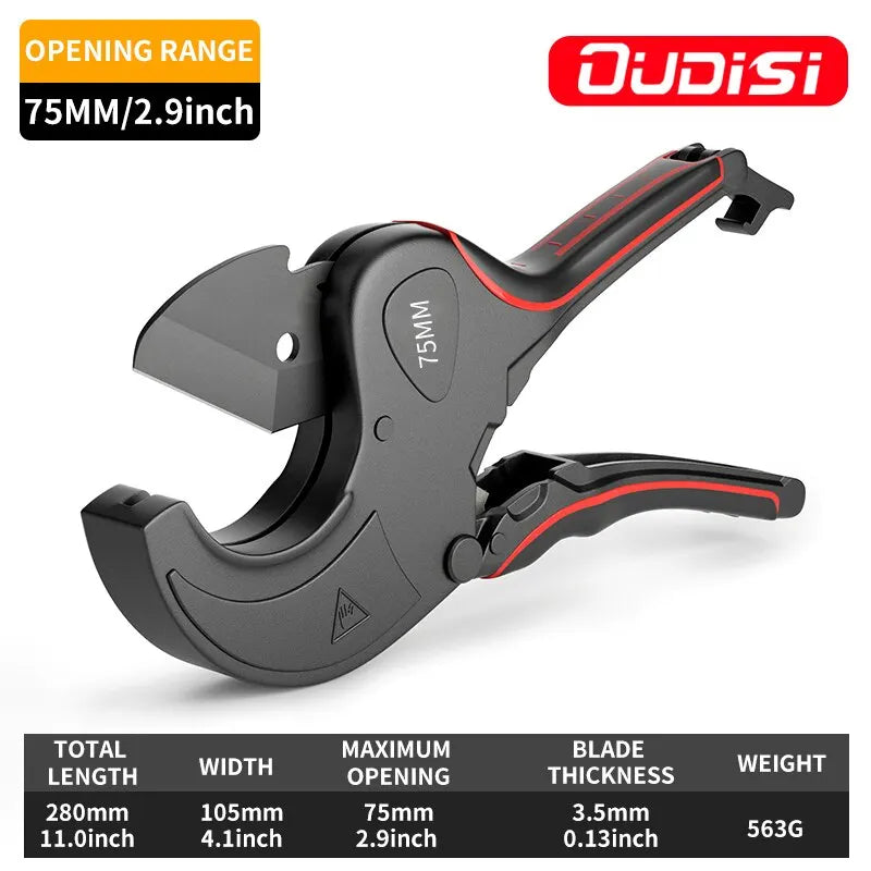 Aluminum Alloy Ratchet Pipe Cutter 42-75mm - PVC/PE/PP Hose Tool