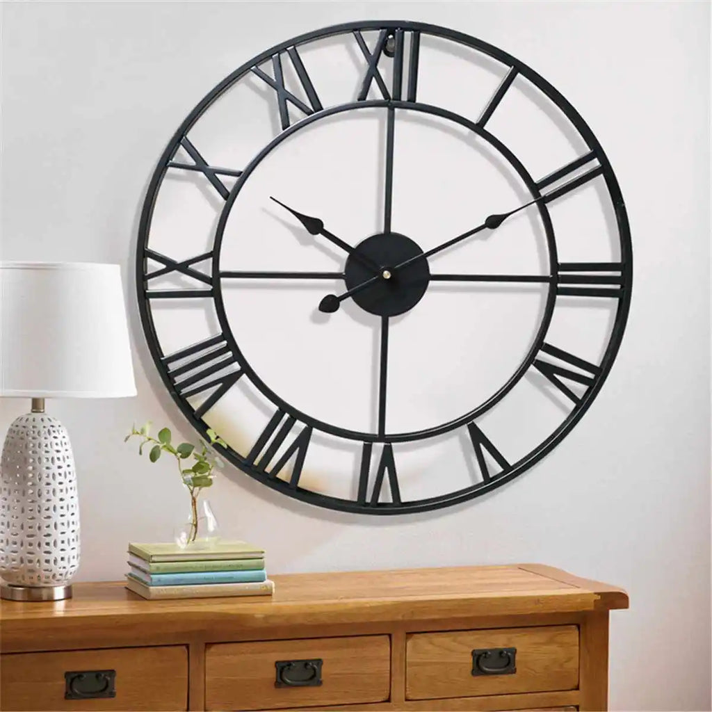Large 60CM Nordic Retro Metal 3D Silent Wall Clock | Home Decor