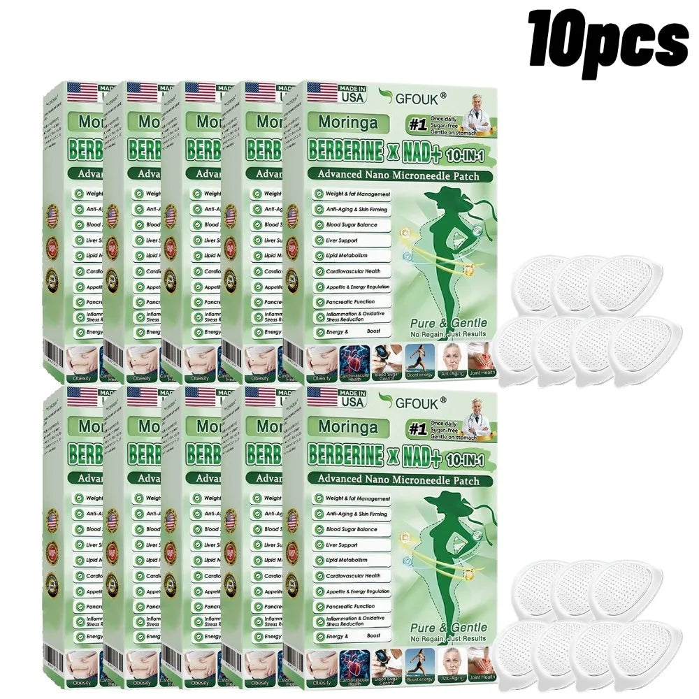 GFOUK Moringa Berberine NAD Patch | 10-in-1 Weight, Blood Sugar & Anti-Aging Support