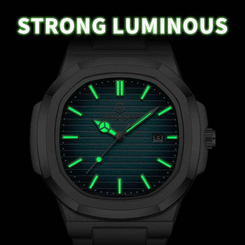 2026 Luxury Military Square Men's Watch - Waterproof Luminous Date Week Quartz
