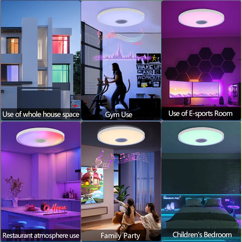 LED Smart RGB Ceiling Lamp with Speaker - App Control & Dimmable