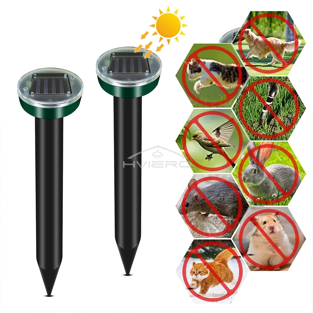 Solar Ultrasonic Rodent Pest Repeller Outdoor Garden Yard Mole Mouse Deterrent