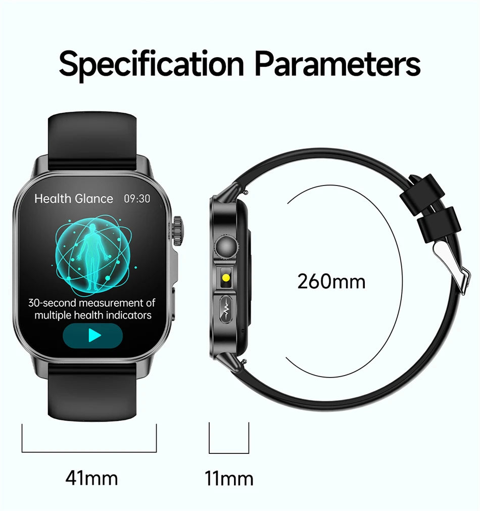 Vabena Men's ECG Smartwatch: Accurate Health Diagnosis with Blood Pressure, Oxygen, Fat, Uric Acid & Temp Monitoring