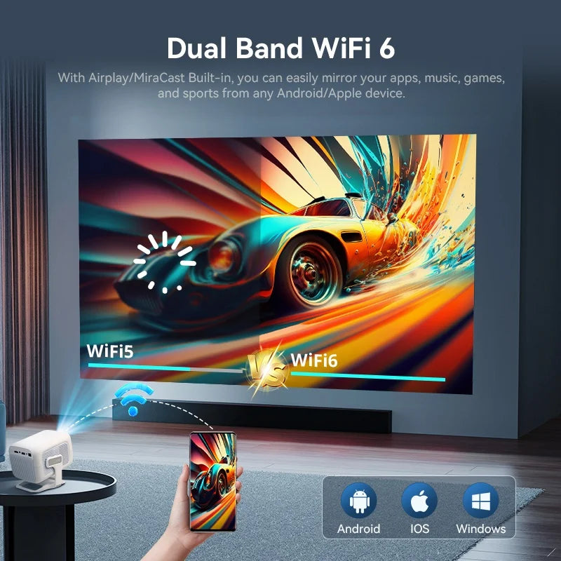 DITONG X3Plus HD Projector | Native 1080P 4K WIFI6 Android