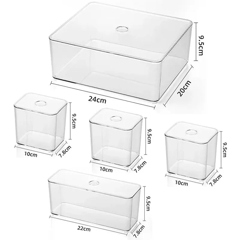 Clear Acrylic Drawer Organizer Sets - Transparent Storage Bins for Stationery & Makeup
