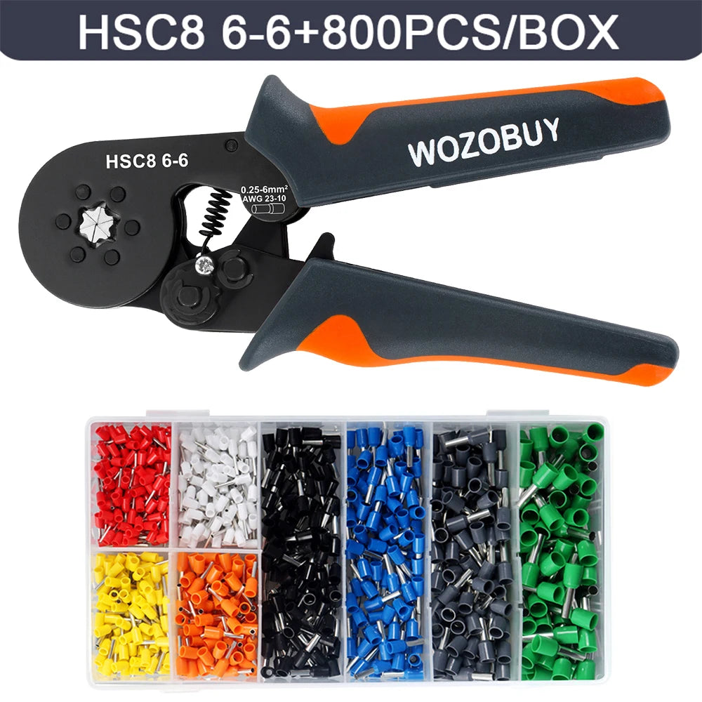 WOZOBUY Ferrule Crimping Tool Kit - Self-Adjustable Ratchet Wire Crimper