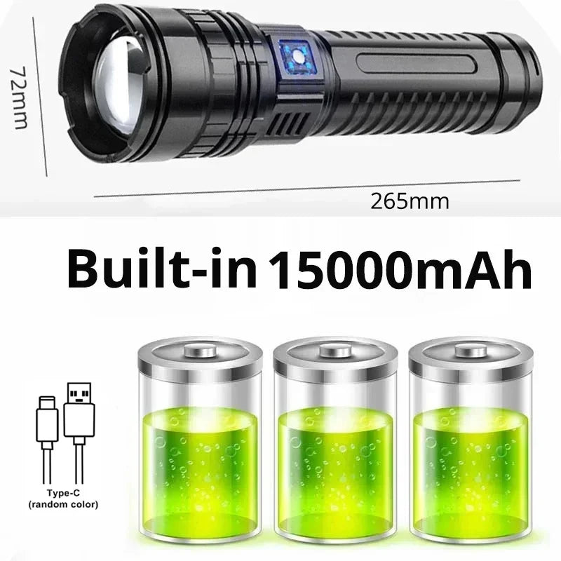 Vabena 10000LM Tactical LED Flashlight | 15000mAh Rechargeable 4km Spotlight
