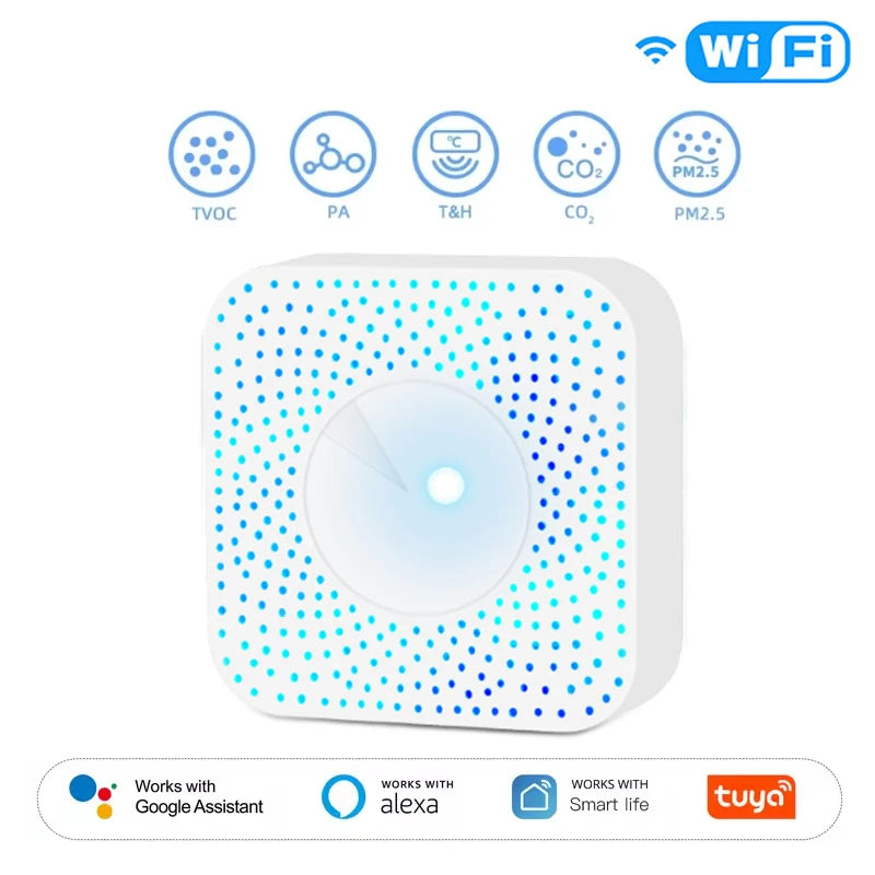 Tuya ZigBee 6-in-1 Smart Air Quality Monitor - Home Environment Detector