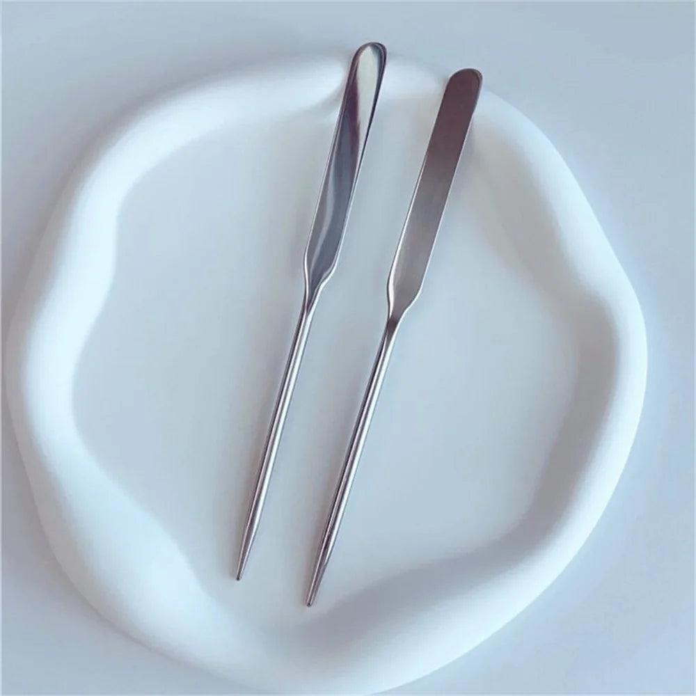2PC Stainless Steel Makeup Mixing Palette & Spatula Set