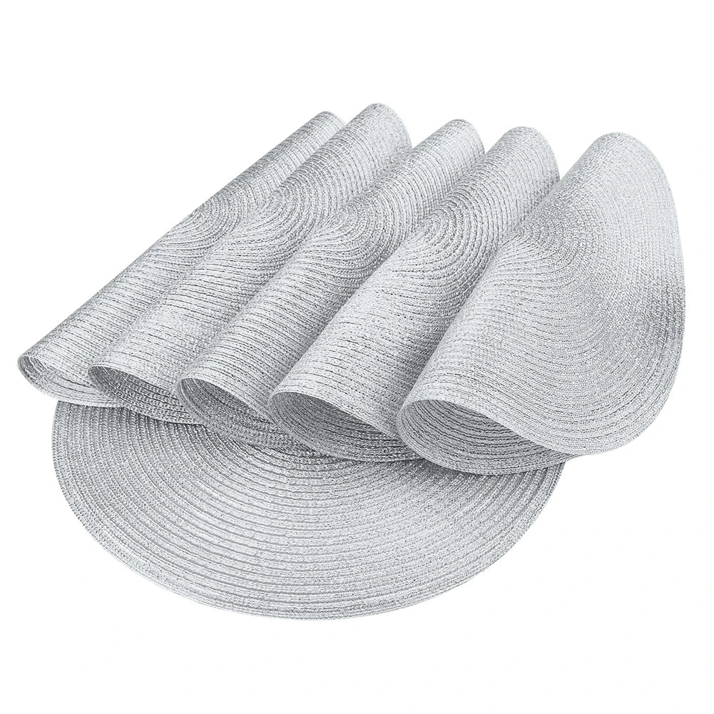 Set of 6 Round Braided Washable Placemats - Heat Resistant Table Mats