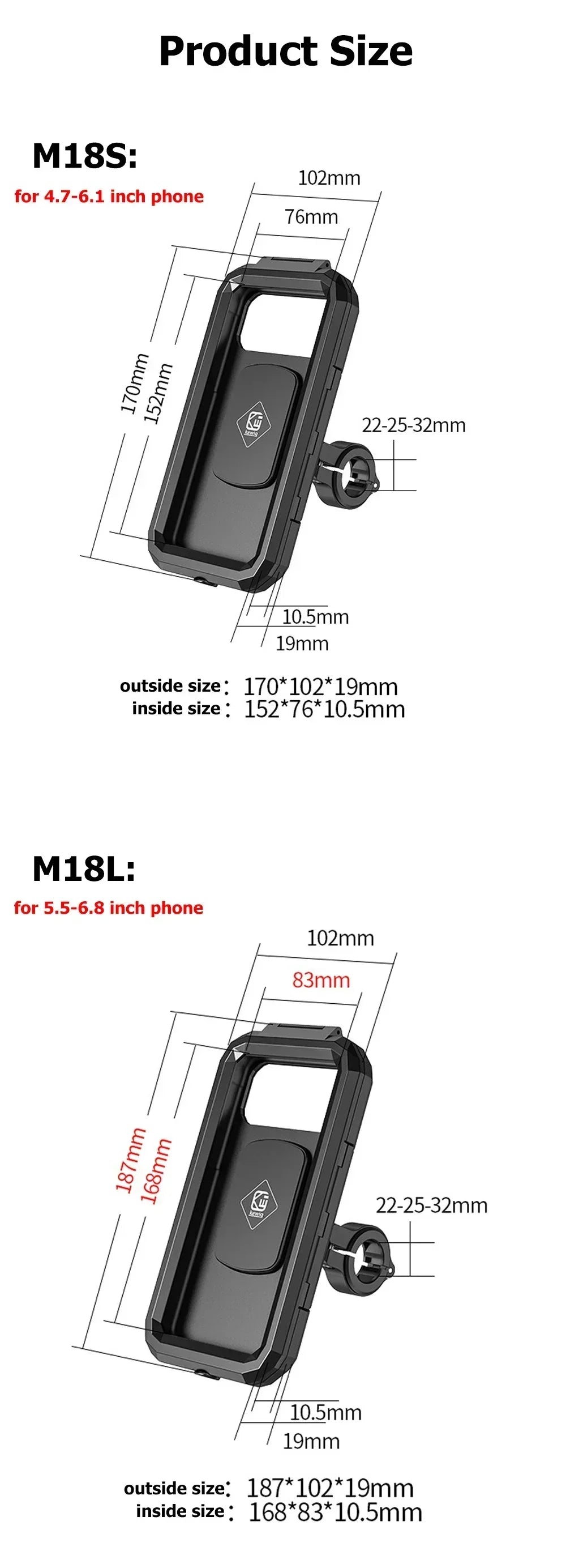 Motorcycle Wireless Charger Phone Mount - QC 3.0 Fast Charging Holder