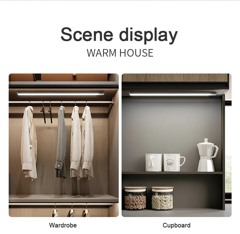 USB-C Rechargeable Motion Sensor LED Cabinet Light - Kitchen & Wardrobe