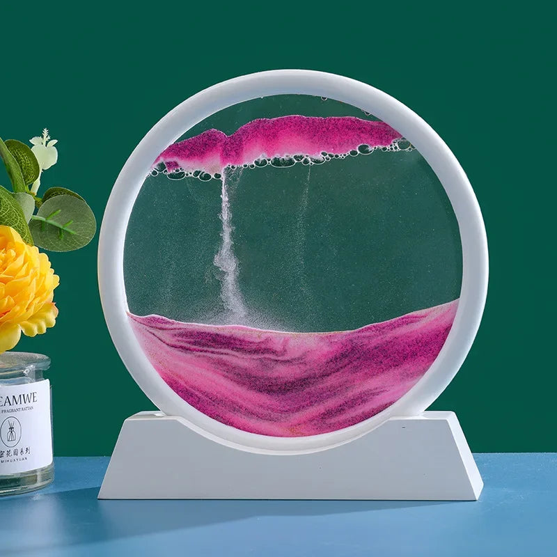 3D Moving Sand Art Deep Sea Sandscape | Round Glass Desk Decor & Gift